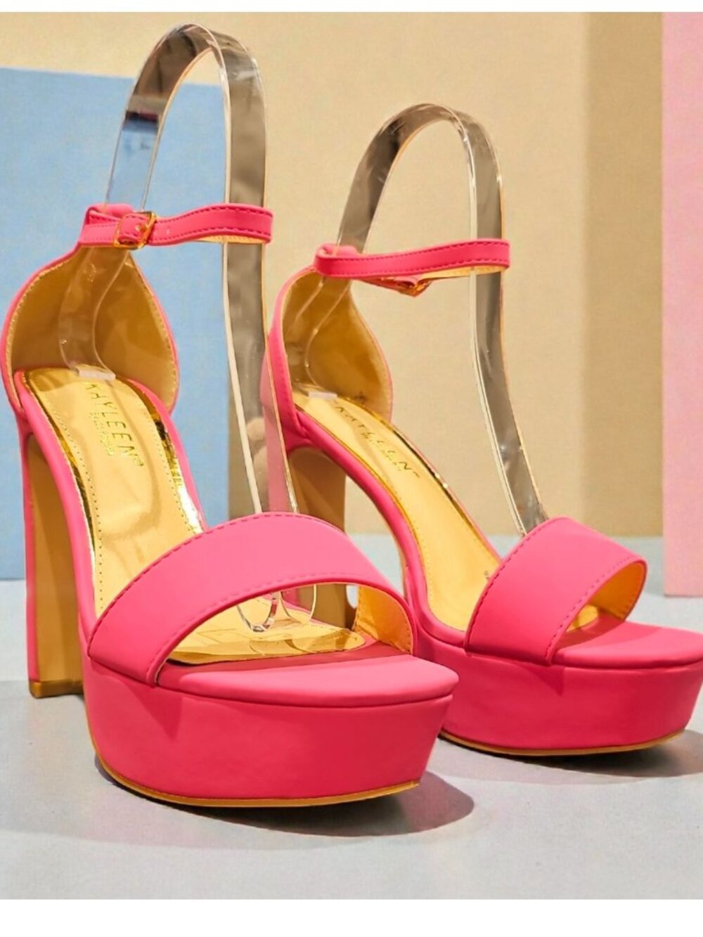 Fuchsia Platform High Heel Ankle Strap Sandals